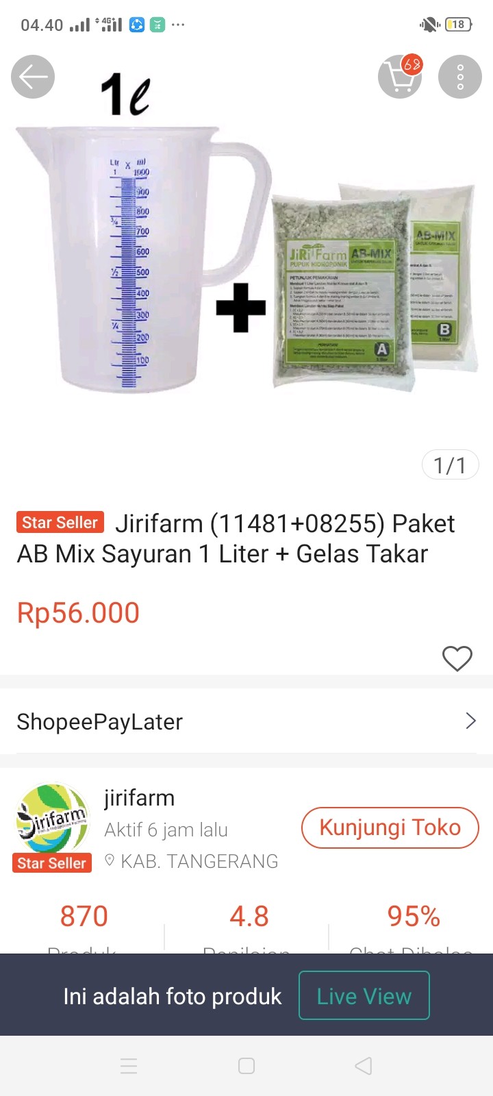 Jirifarm (11481+08255) Paket Ab Mix Sayuran 1 Liter + Gelas Takar