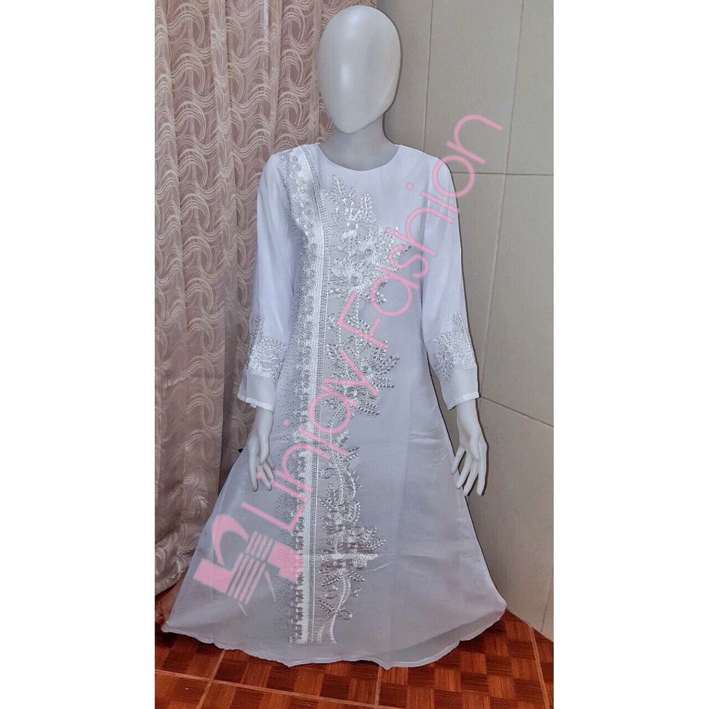 GAMIS PUTIH / GAMIS SIFON PUTIH / GAMIS PUTIH BORDIR / GAMIS BORDIR