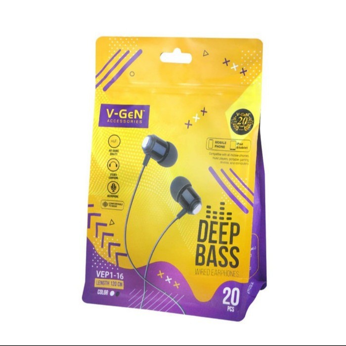 [COD] EARPHONE VGEN VEP1-16 WIRED HANDSFREE HEADSET ORIGINAL V-GEN