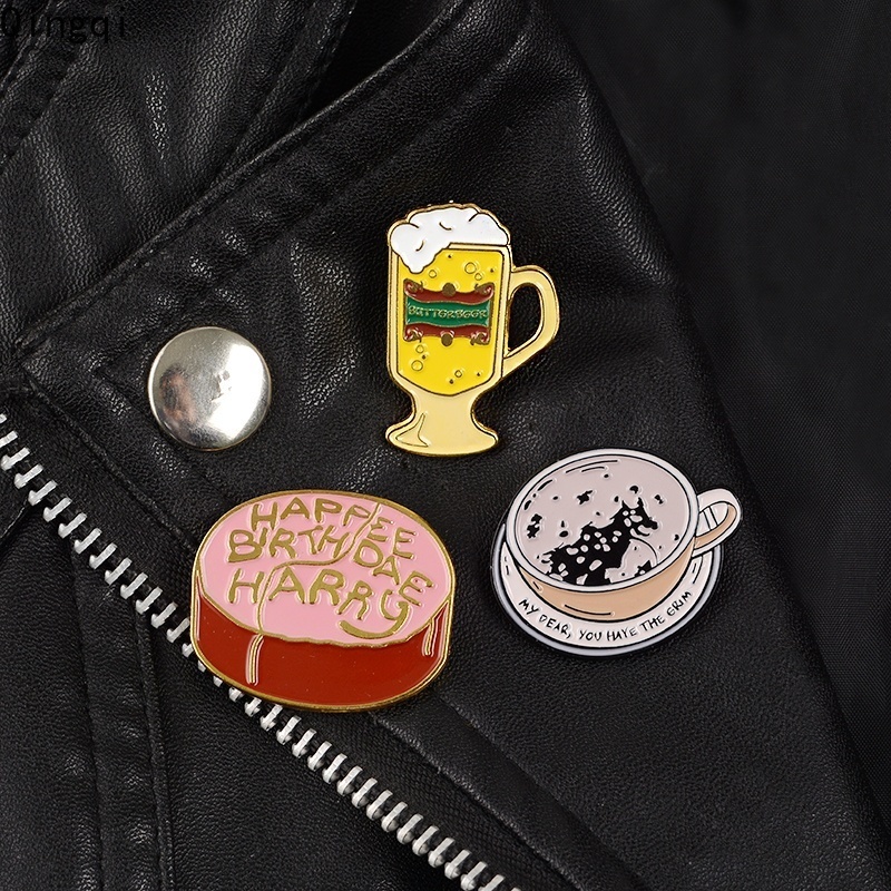 Bros Pin Enamel Desain Cangkir Kopi Mentega Kue Ulang Tahun