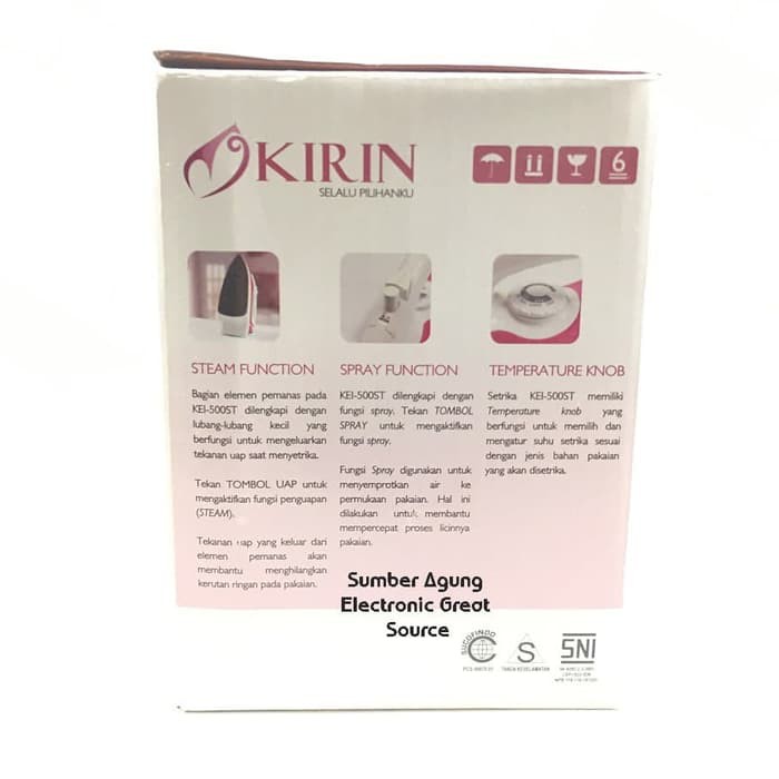 Kirin KEI500ST KEI500 500 Setrika Listrik Seterika Anti Lengket Electr