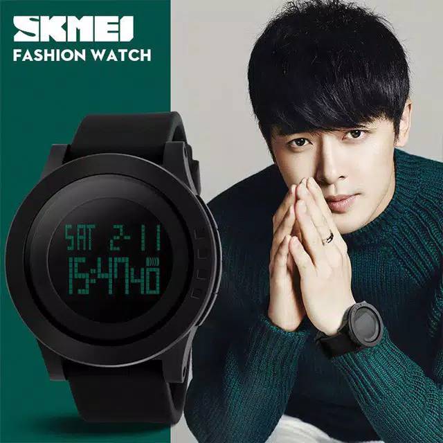 SKMEI 1142 FULL BLACK PREMIUM_SPORT PRIA TAHAN AIR _WATER RESISTAN 50M