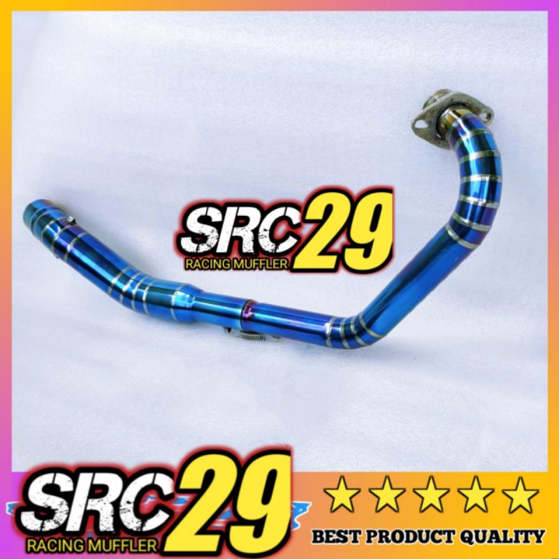 Pipa leher header knalpot Satria Fu 150 carbu bluemoon full cacing stainless