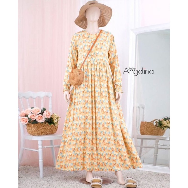 Atelier Angelina Sarah Dress Louvre Yellow (Size L) / Pomo Atelier Angelina