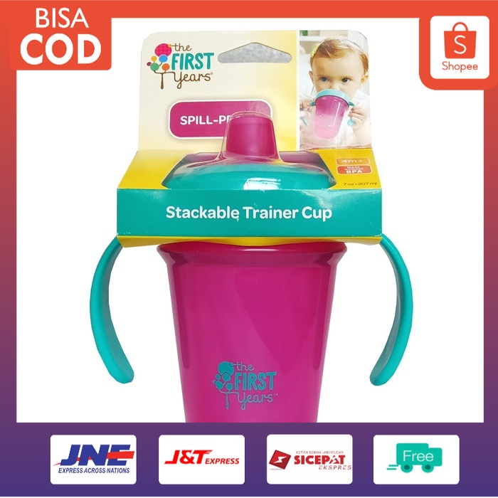 Newmei - The First Years Stackable Soft Spout Trainer Cup / Gelas Bayi 7Oz / 207ml Isi 1pcs (Tersedia varian warna)