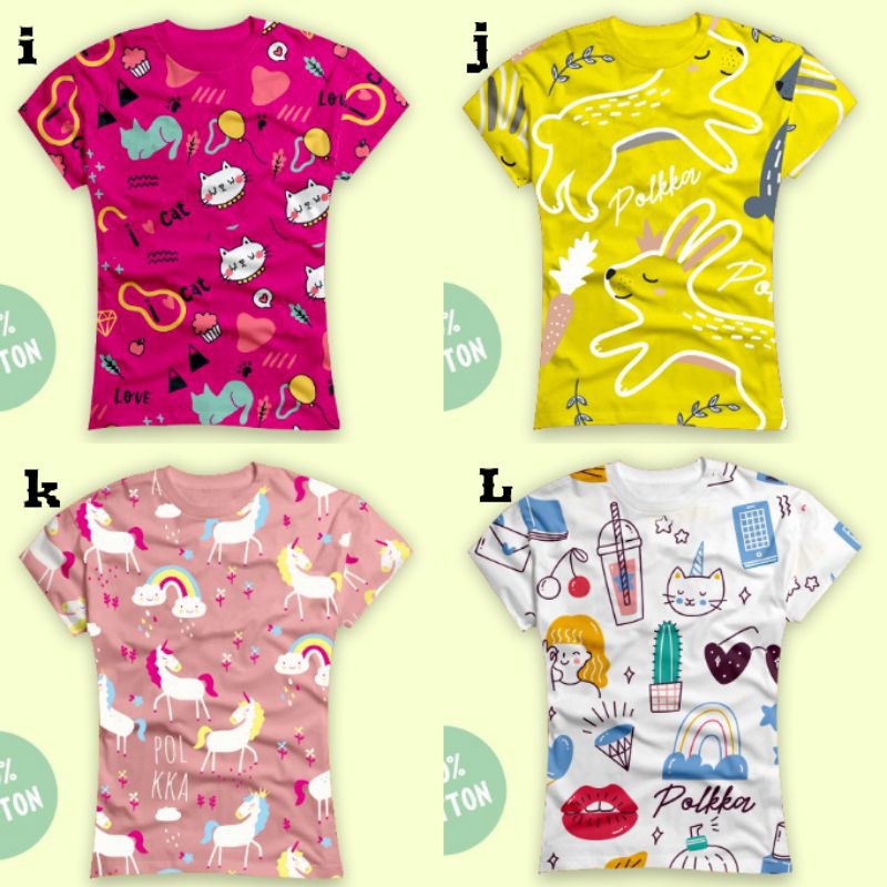 KAOS ANAK CEWE LENGAN PENDEK PRINTING