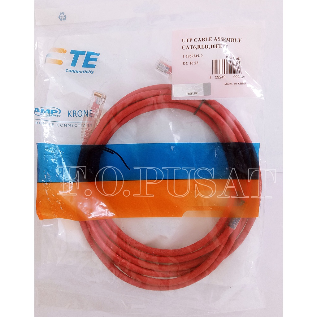 Amp Patchcord Cat6 / Cat.6 10feet Red Patch cord 3 MTR ORIGINAL