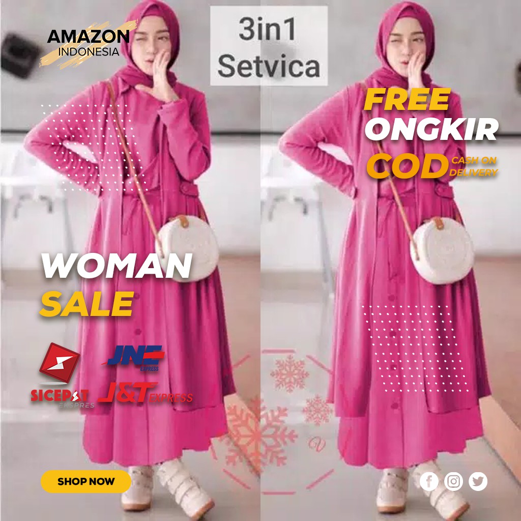 PAKAIAN WANITA DRESS SETELAN 3IN1 WARNA FANTA BAHAN BABYTERRY ORIGINAL TEBAL DINGIN BAGUS IMPORT