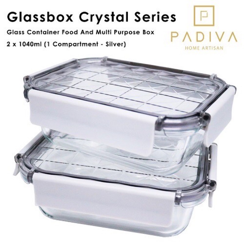 Padiva 1040ml (2pcs) Crystal Glassbox 1 &amp; Mix Compartment