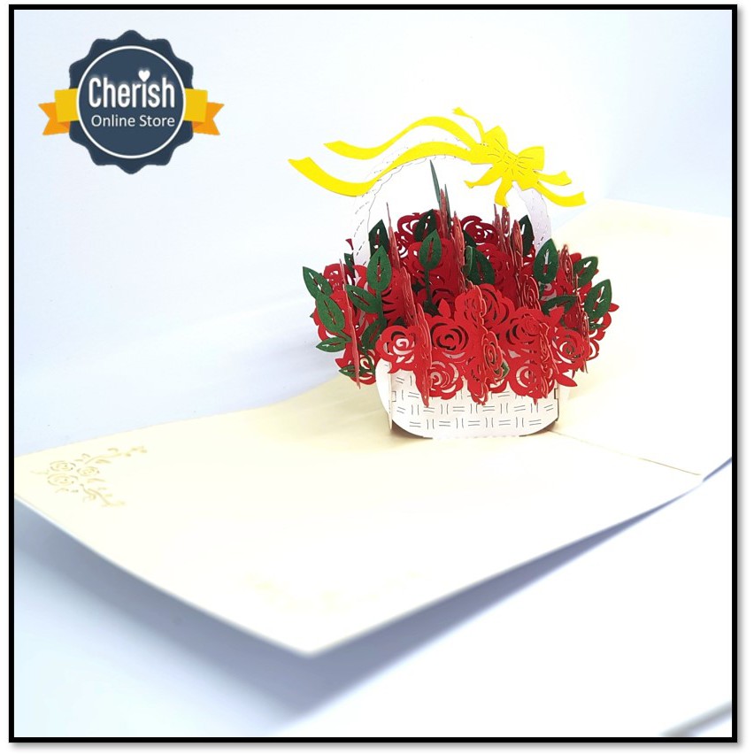 Greeting card 3D - FLOWER BOUQUET Greeting Card - flower basket - kartu ucapan congratulation