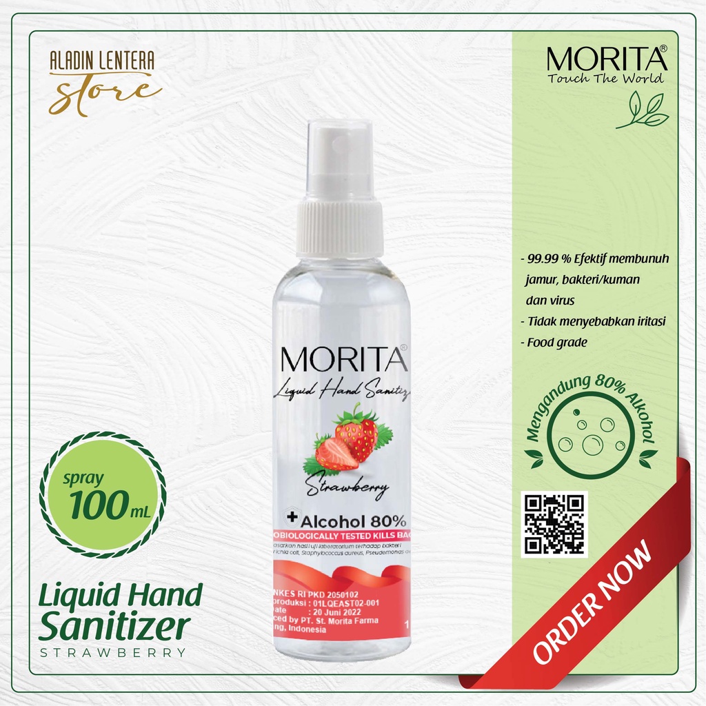 MORITA Hand Sanitizer Liquid Strawberry 100 mL Spray