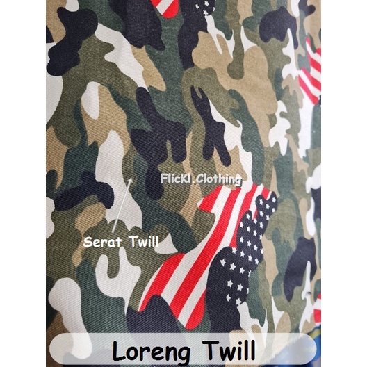 Bahan Kain Loreng Bendera England Loreng Twill Katun Kain Camo Loreng