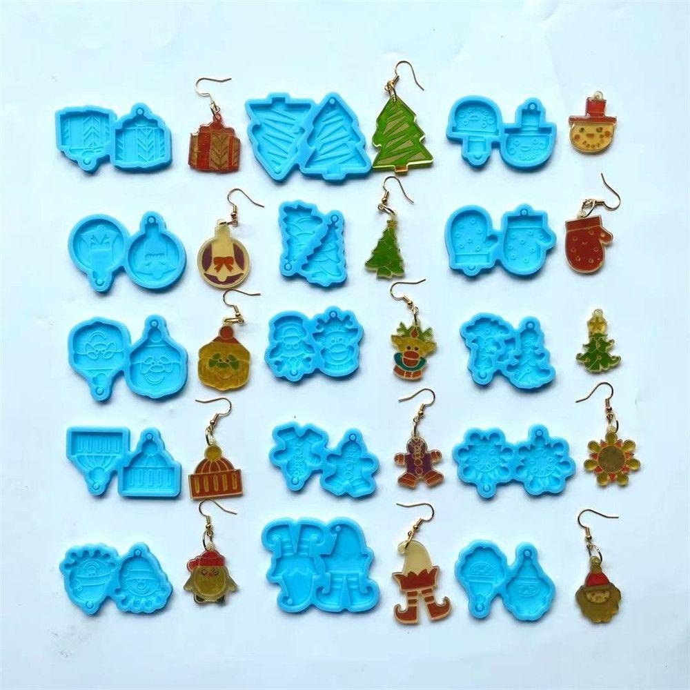 Solighter Anting Resin Cetakan Menjuntai Handmade UV Epoxy Elk Gingerbread Man Alat Membuat Perhiasan Resin Silicone Mold