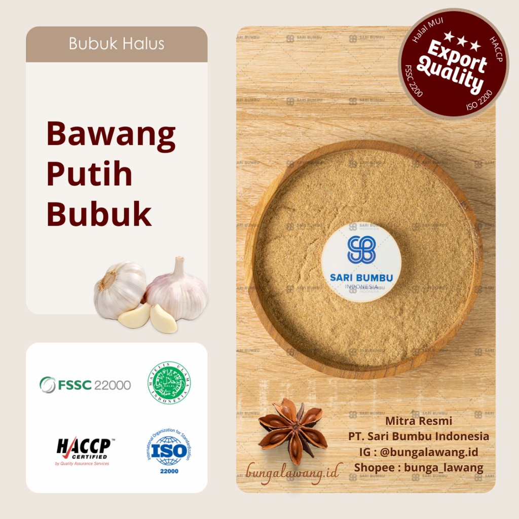 

Bawang Putih Bubuk / Garlic Powder 250gr Export Quality