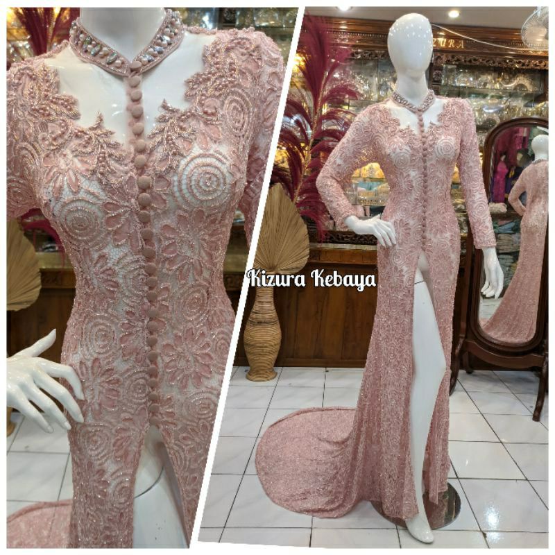 Kebaya Ekor Santili Full Payet / Kebaya Ekor Brokat / Kebaya Santili Premium