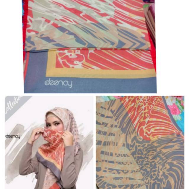 Kerudung preloved scarf motif deenay second