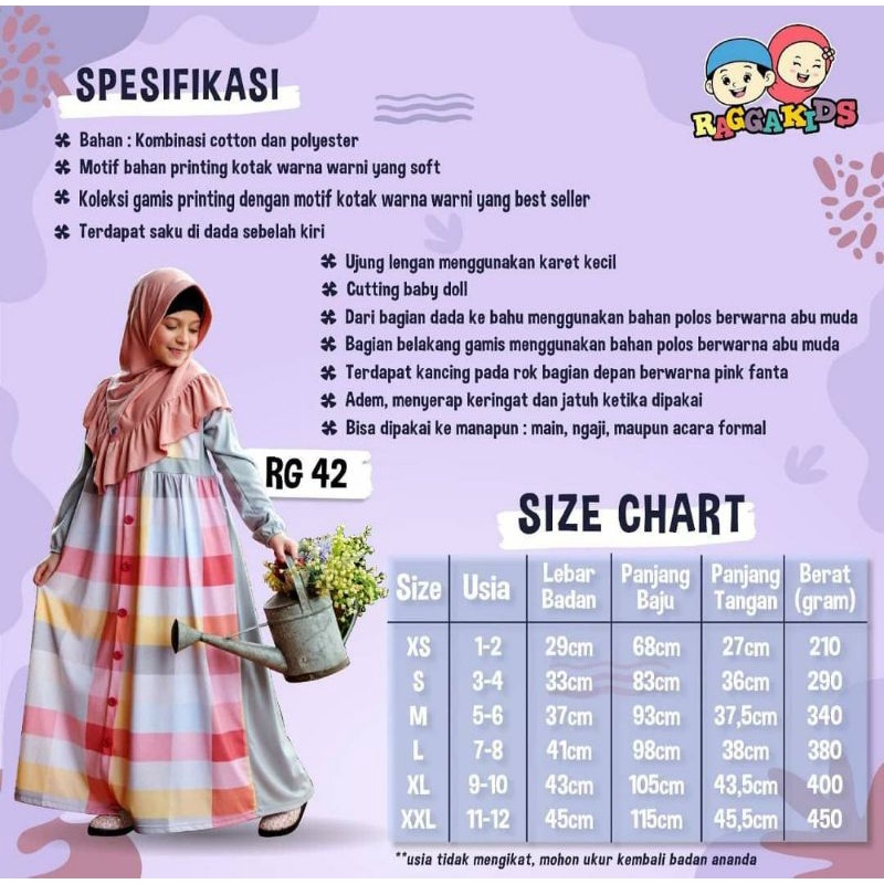 RAGGAKIDS RG42 abu pink / gamis kaos anak