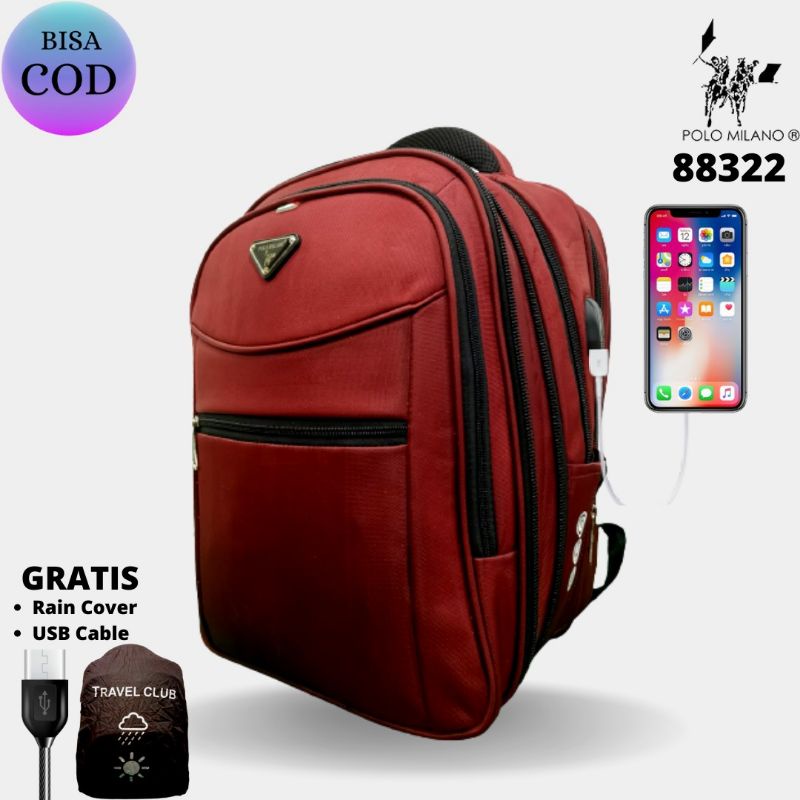 Tas RANSEL POLO MILANO USB 18 INCH 88332 Tas Pria RANSEL IMPORT RANSEL LAPTOP RANSEL ANTI AIR RANSEL FREE USB AND RAINCOVER