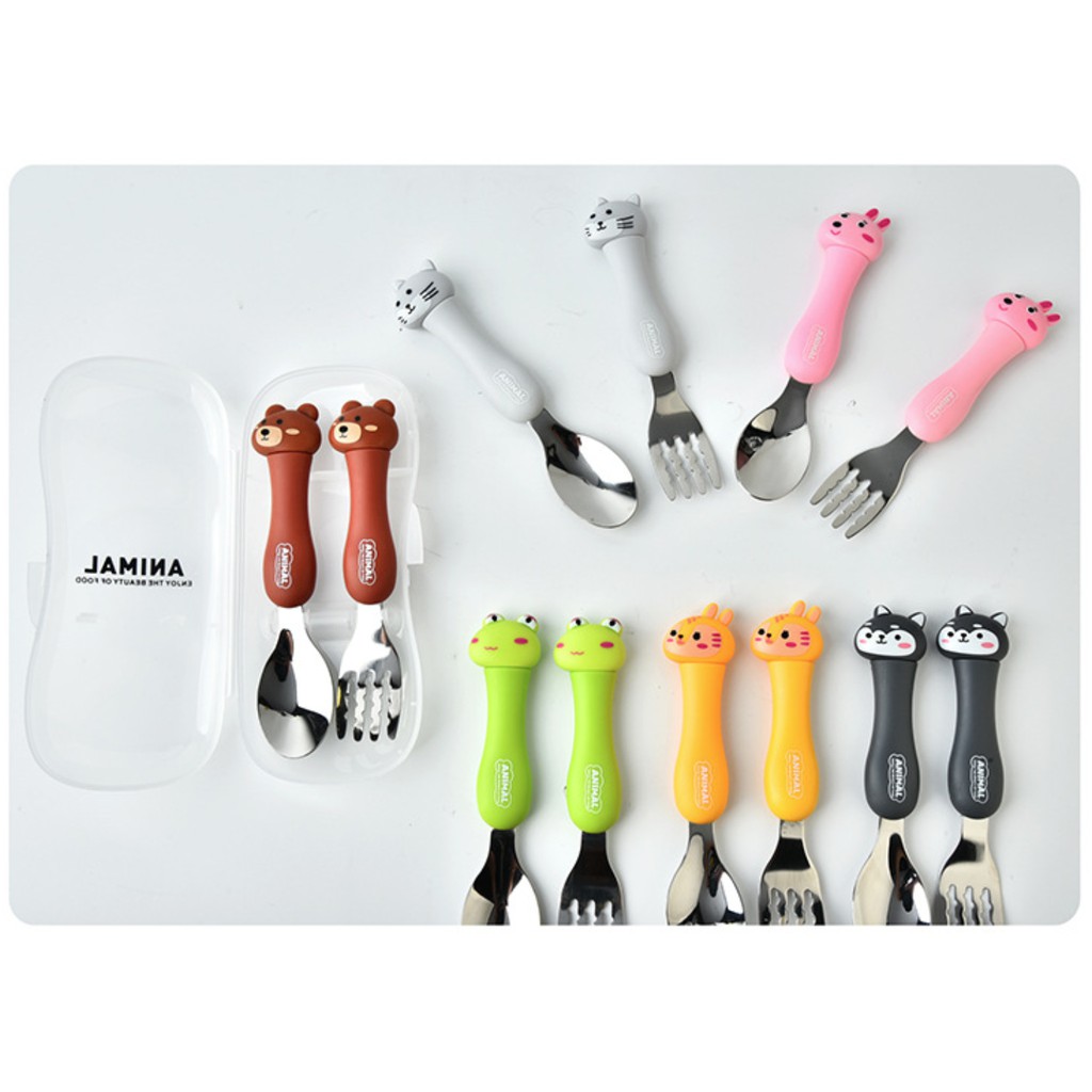 Alat makan Sendok Garpu Set Anak 304 SUS Stainless Steel Animal Series