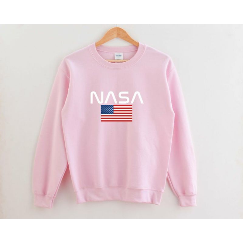 Sweatshirt NASA Flag BIGSIZE S - XXXXXL(6XL) Sweater Crewneck NASA Pria Wanita OVERSIZE Jumbo