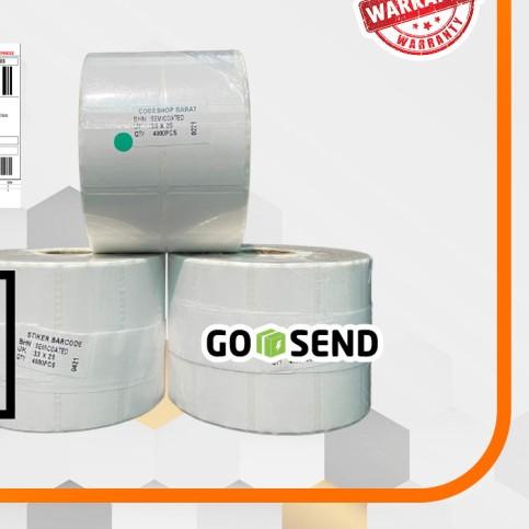 

✬ KERTAS STIKER LABEL BARE 33 X 25 2 LINE - LABEL 33X25 ISI 4000 PCS ➳