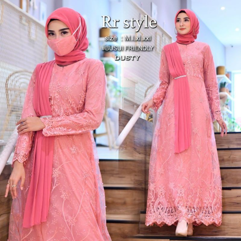 BAYAR DITEMPAT - GAMIS TILLE MODERN SELENDANG/DRESS KEBAYA MODERN/KEBAYA GAMIS/GAMIS BROKAT WISUDA/G