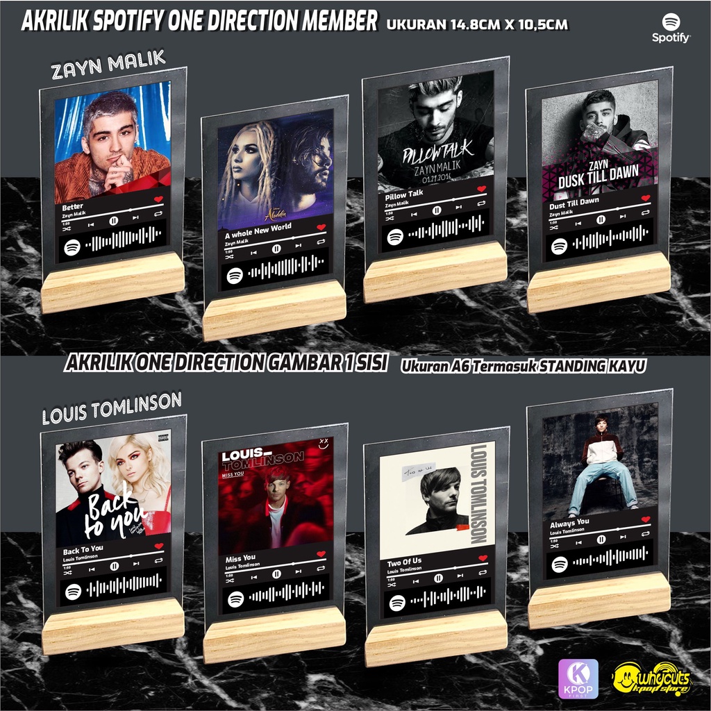 AKRILIK LAGU MEMBER ONE DIRECTION / GAMBAR 1 SISI / LAMINASI GLOSSY / ANTI AIR DAN TIDAK LUNTUR / UKURAN A6