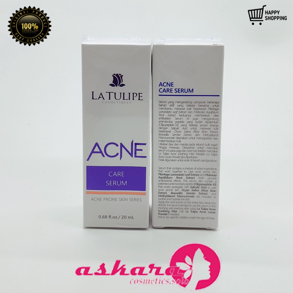 La Tulipe Paket Acne Series / Acne Spot Gel 25gr / Acne Care Spot Serum 20ml / Acne Spot Cover 15gr / Acne Soothing Mist 60ml / Obat Jerawat / Original