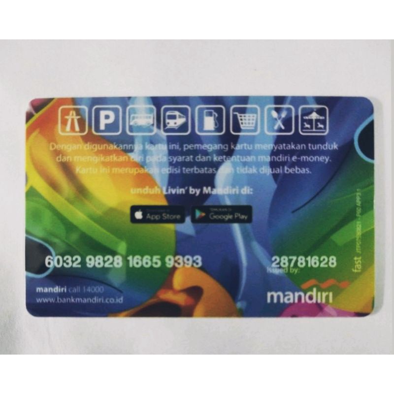 eMoney Mandiri LIVIN White (Full Color) edition ORI /Like Tapcash Flazz or Brizzi