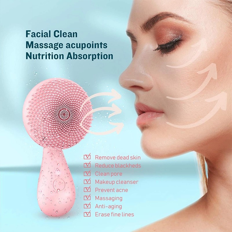 Magnetic Bead Facial Cleansing Silicone Brush Waterproof Pembersih Wajah Elektrik
