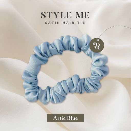 Scrunchies Premium Satin Silk MINI The Rituale | Ikat Rambut Kuncir Hijab Cepol | Anti Rontok Pusing-Artic Blue