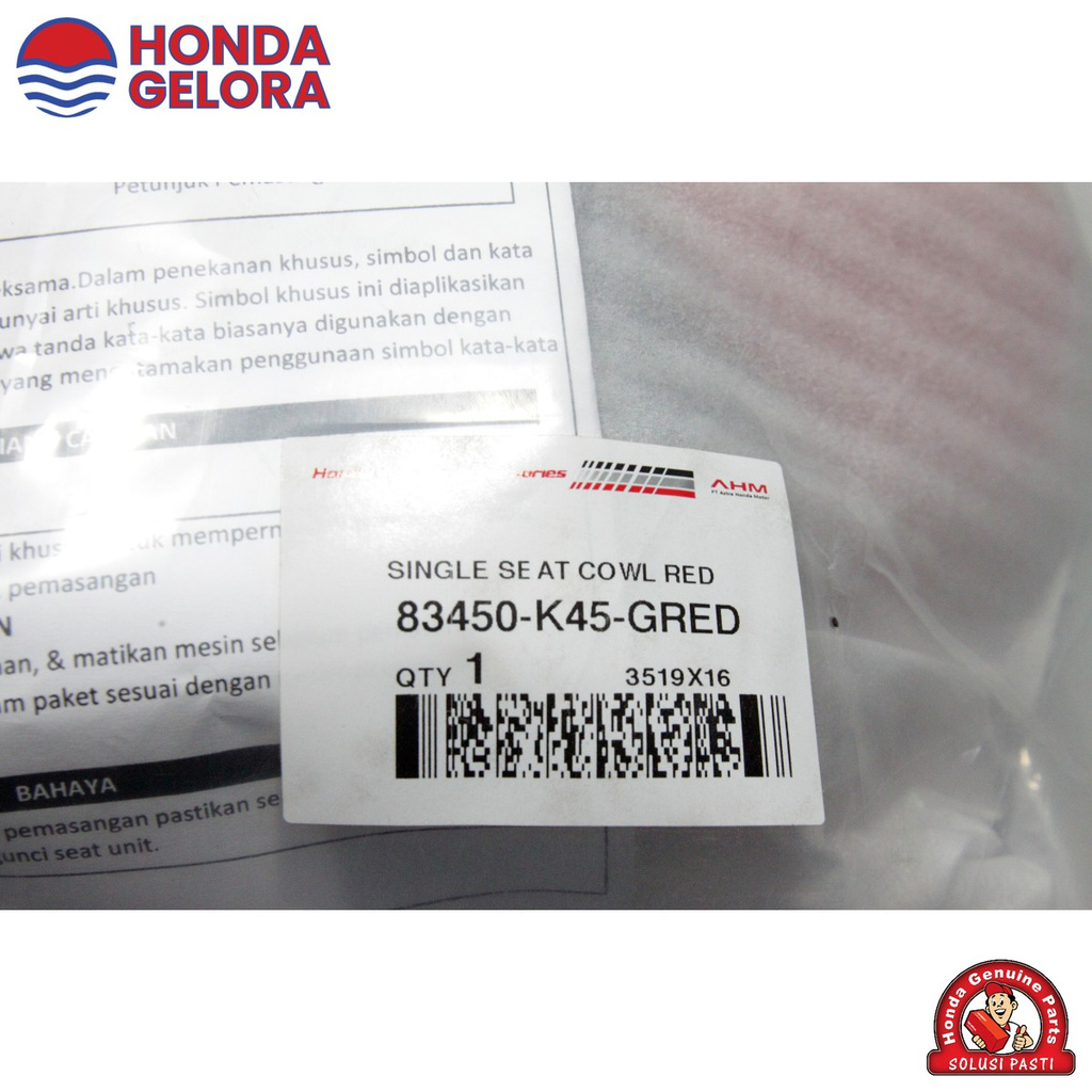 JOK BELAKANG CBR 150R (RED) - Single Seat Cowl RED - 83450K45GRED