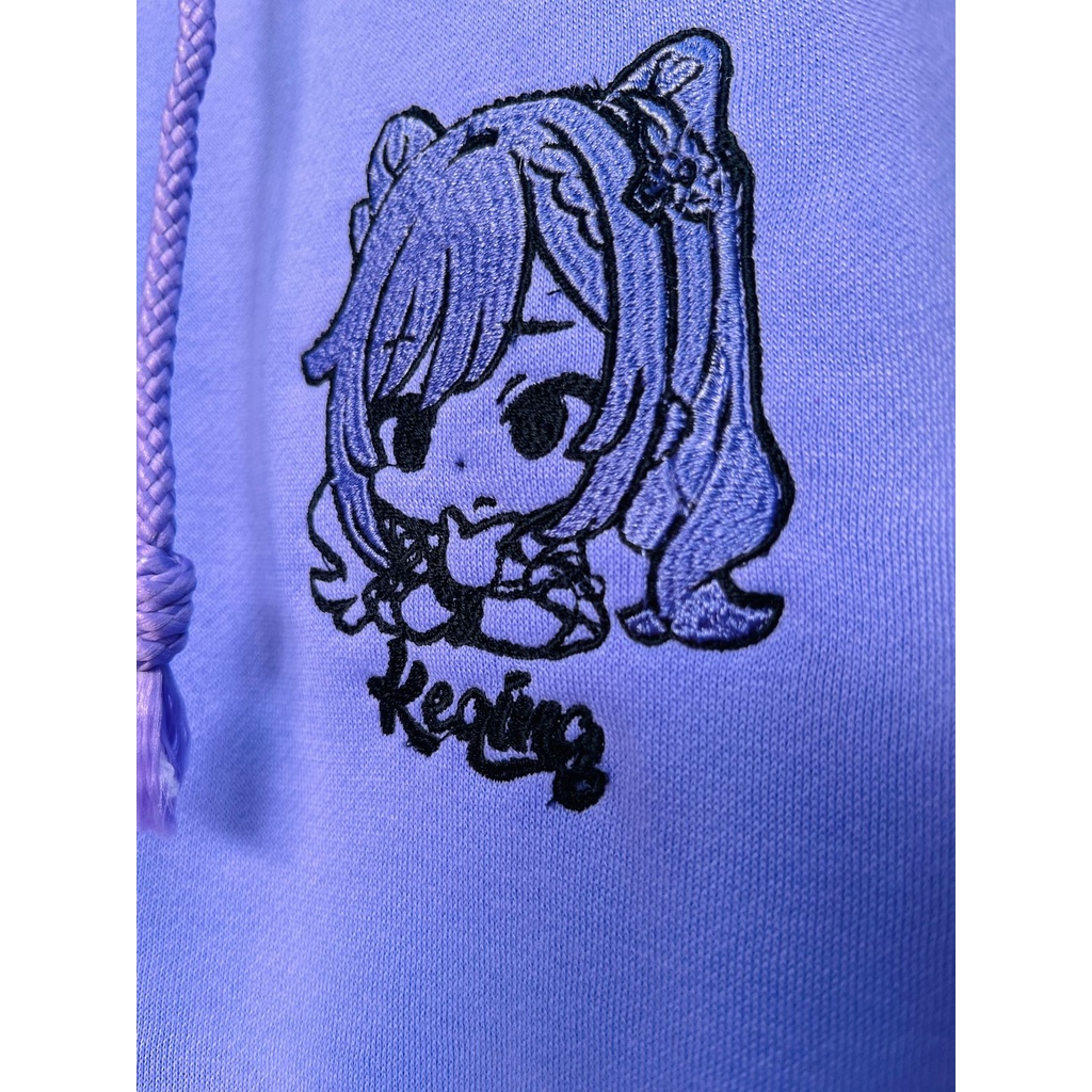 Hoodie Keqing Wangy Chibi Embroidery Anime Gaming Genshin Impact Premium Unisex