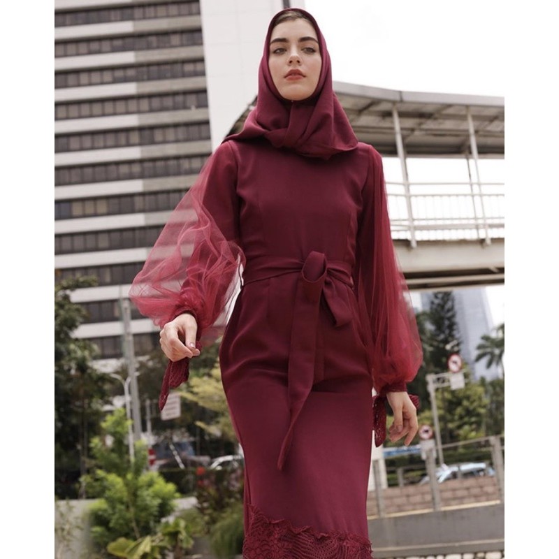 PRELOVE | Caroline Dress Maroon By Kinara scarves