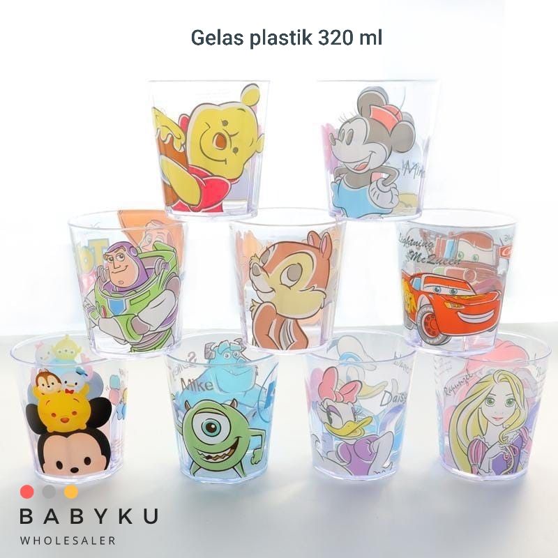 Gelas plastik anak karakter disney / Gelas anak kartun