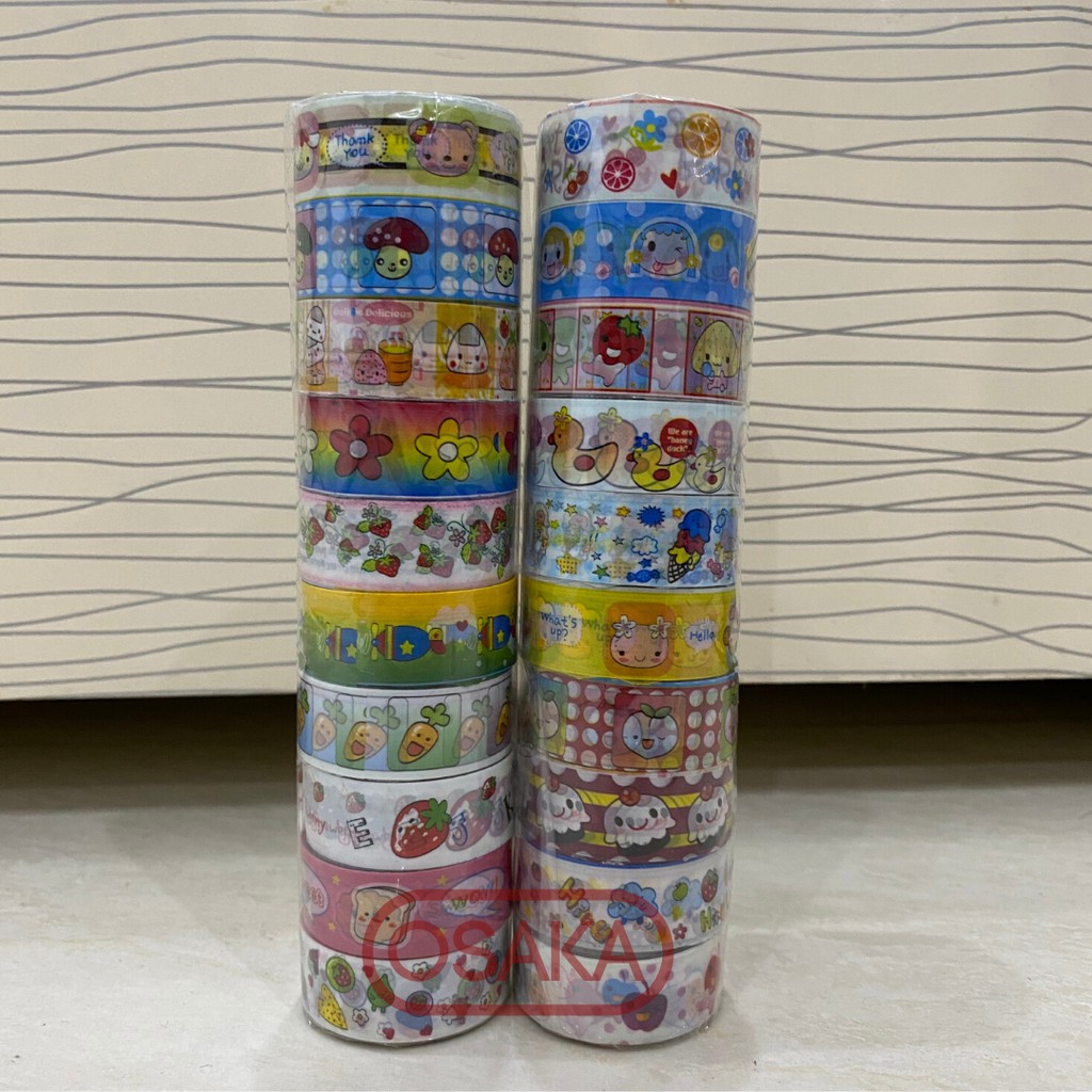 

10PC WASHI TAPE MURAH / Selotip / Isolasi Gambar Motif Dekor Unik dan Lucu Fancy