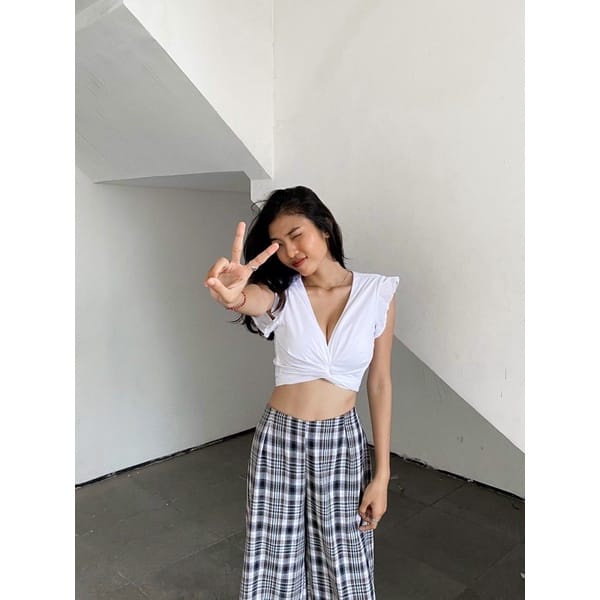 BEFAST - ZEC OOTD Wanita Blouse IRISH / Lizy Wrap RAYON DIAMOND Top / Blouse Ikat / Blouse Crop Remaja Wanita / Blouse Polos Kekiniaan Wanita Remaja / Blouse Ke Pantai / Terbaru / Termurah