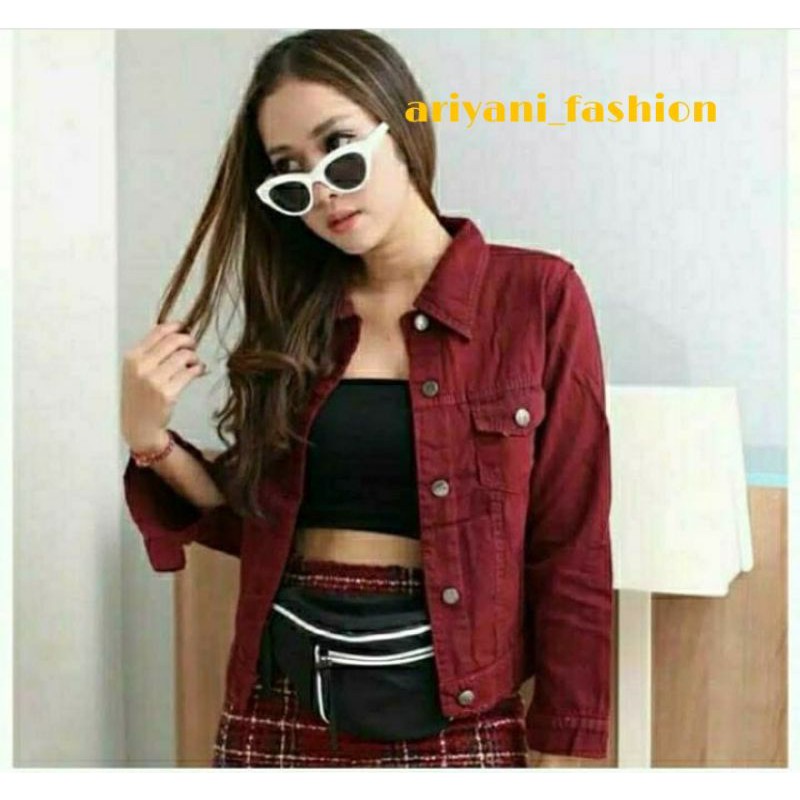 ARN - JAKET WANITA JEANS BIONDY DENIM KEKINIAN MURAH CROP WASHED Bisa COD