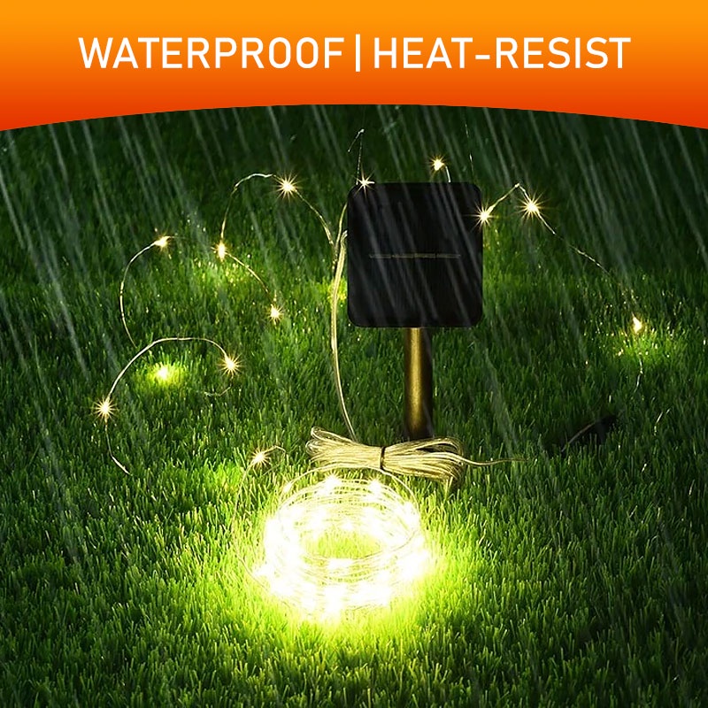 IP65 Waterproof Lampu Solar String Light Powered Copper Wire String Light untuk Outdoor Indoor Taman Rumah Pesta Pernikahan