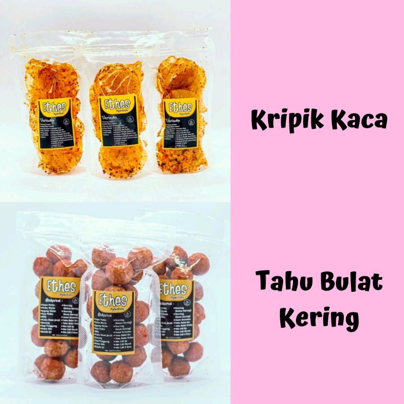 

Kripik Kaca dan Tahu Bulat Kering Pedas Gurih Termurah