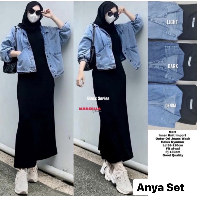 Anya Set 2in1 Busui&NonBusui(Iner maxy knit import + Jacket crop jeans wash)