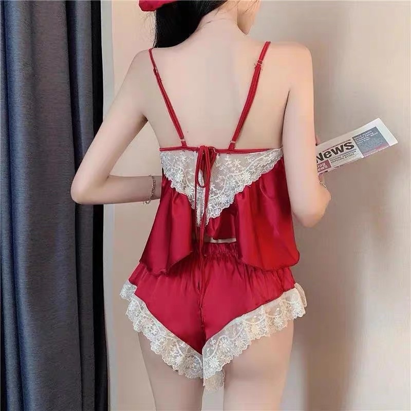 Sexy lingerie satin baju tidur sexy lingerie wanita / Sleepwear satin cute baju sexy pajamas wanita 90