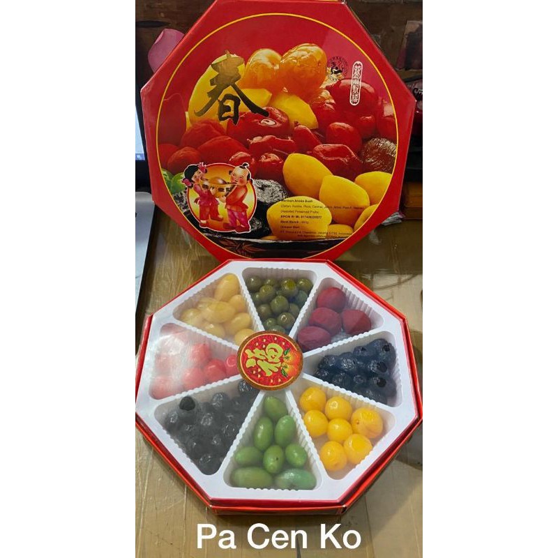 

manisan buah bentuk segi 8 imlek.