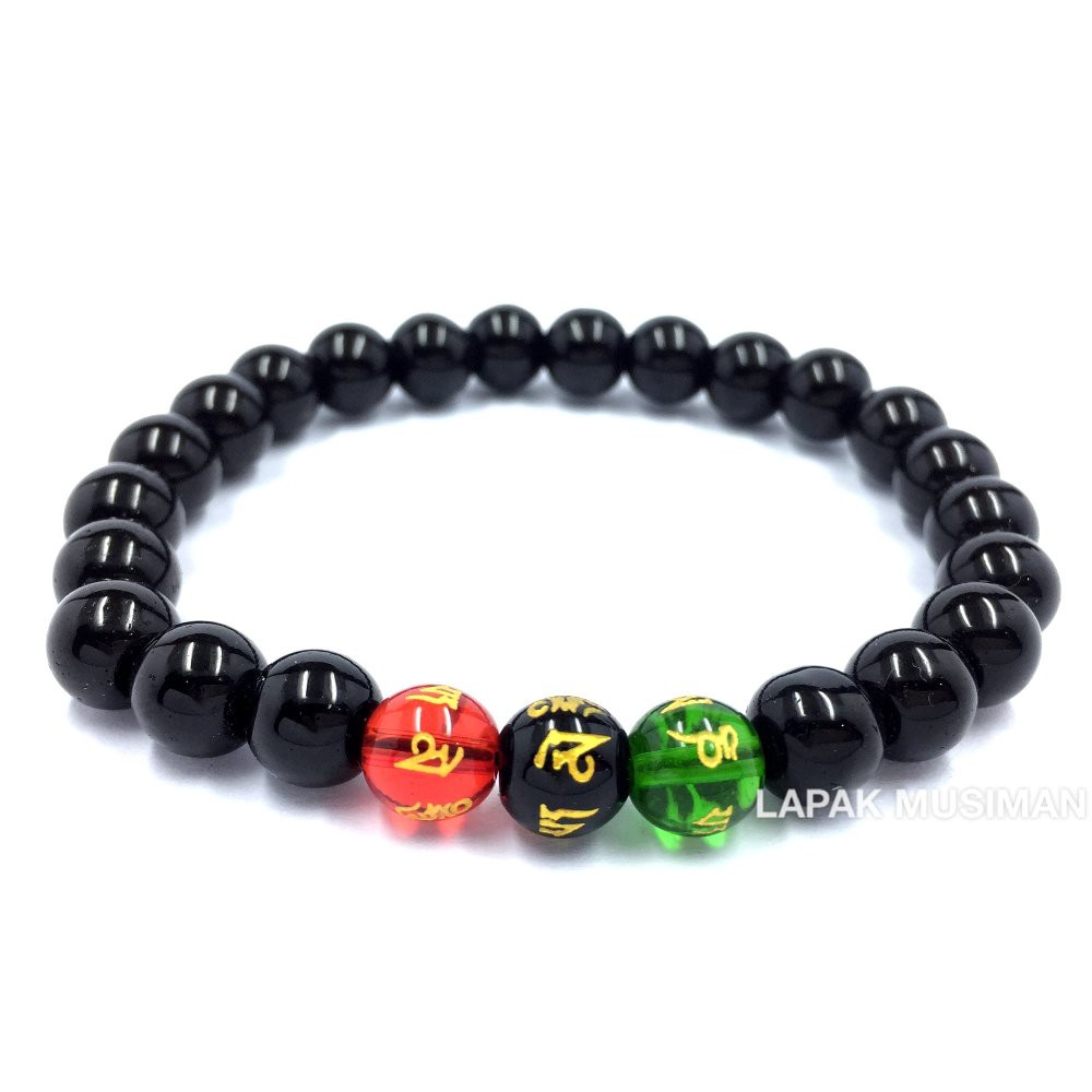 [Bayar di Tempat] Gelang Giok Mantra Budha 3 Warna - Gelang Feng Shui - Gelang Cakra