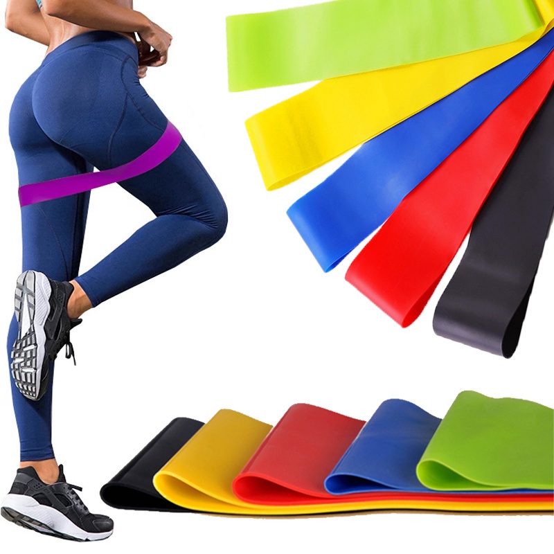 Workout Peralatan Dalam Ruangan Pilates Olahraga Training Kekuatan Elastis Emulsion Band 5Pcs/Set Yoga Fitness Resistance Shaping Rubber Bands