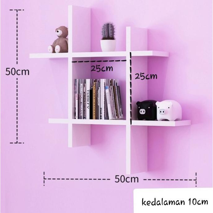 Rak Dekorasi Hiasan Pajangan Dinding Ruang Tamu Kamar Tidur Dapur Minimalis Serbaguna Putih