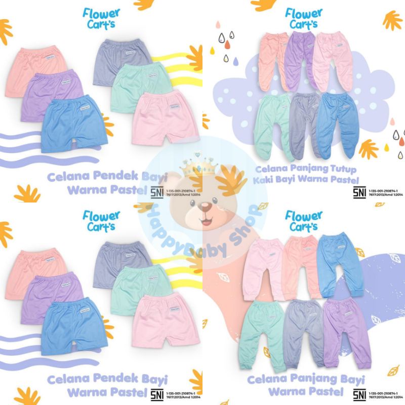 Celana Bayi Newborn Pendek/Panjang/Pop  0-6 bulan BOBOKO / FLOWER