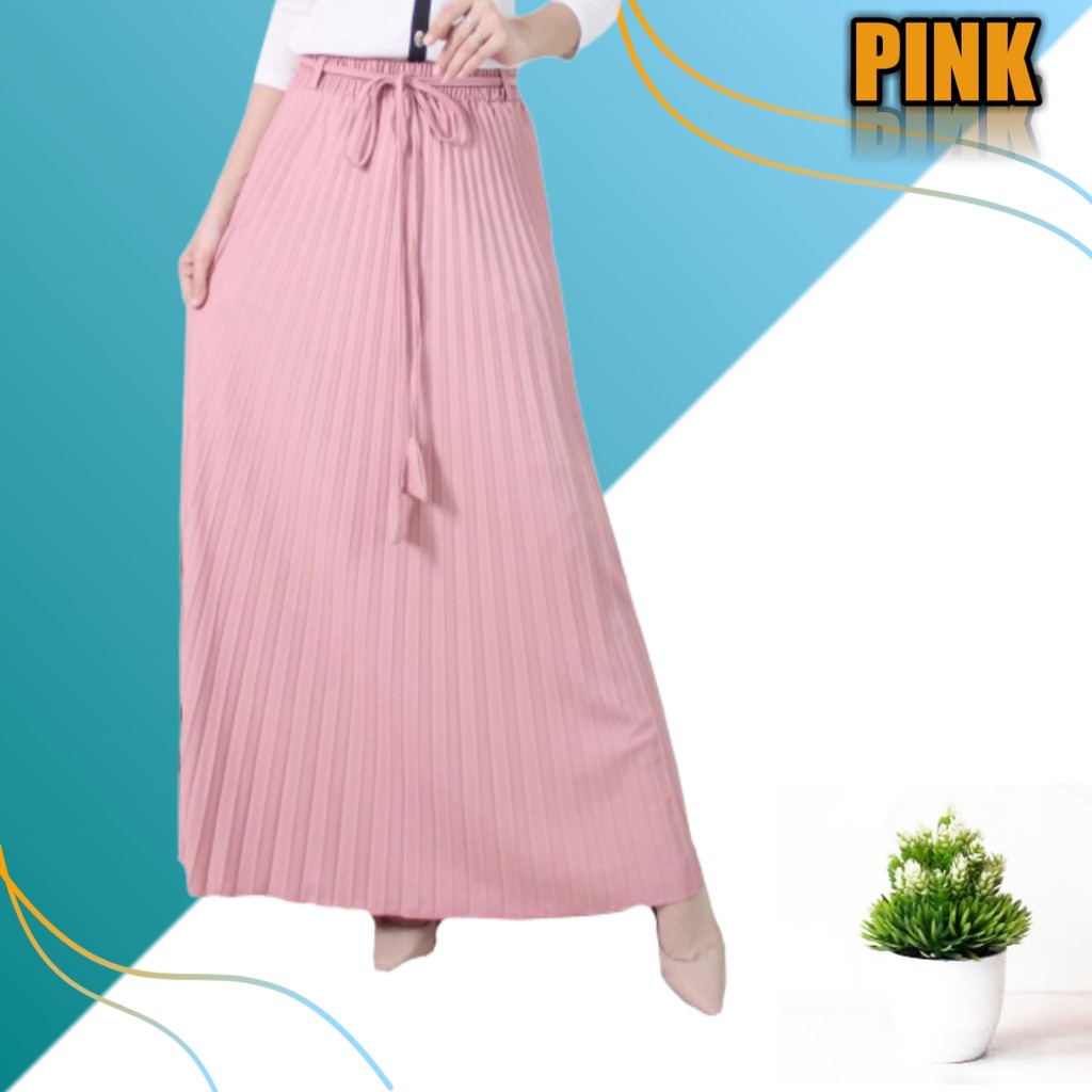 Rok Panjang Plisket Premium Tali Wanita Maxi Skirt