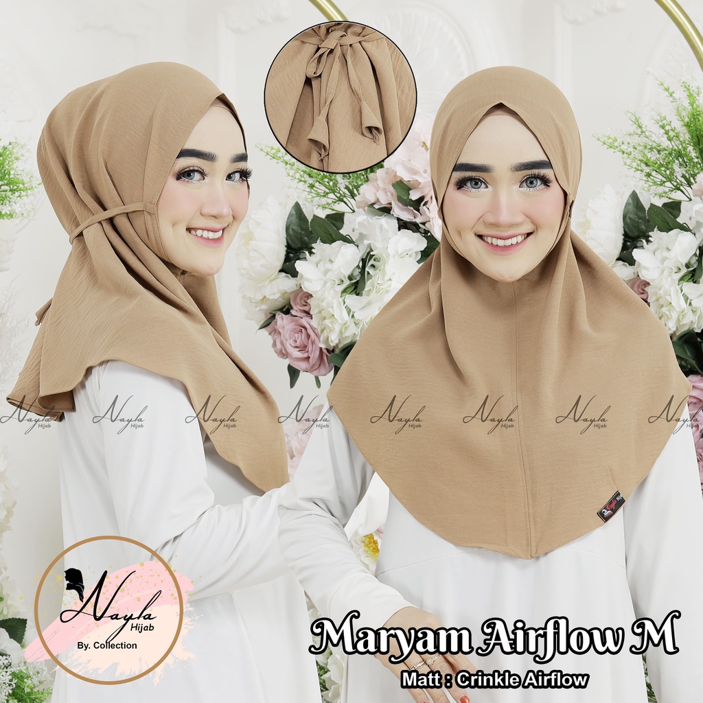 BERGO MARYAM  AIRFLOW  NON PET SIZE M HIJAB INSTAN TALI CRINKLE AIRFLOW NAYLA HIJA'B