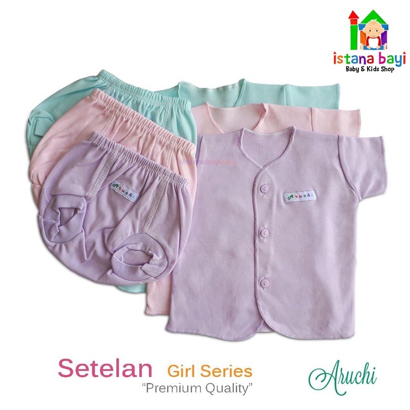 Aruchi Baju Pendek Warna Tanpa celana New born 1 Pcs - Aruchi Baby baju Bayi